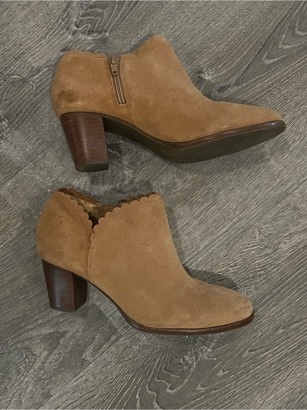 Jack rogers Suede Scallop Ankle Bootie in Tan 6.5